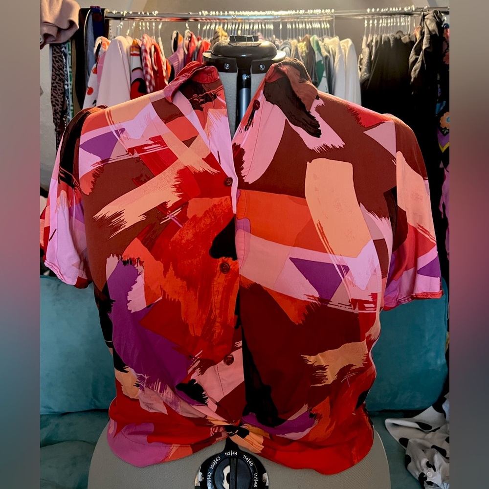 Nina Parker Cropped Knot Tie Blouse
